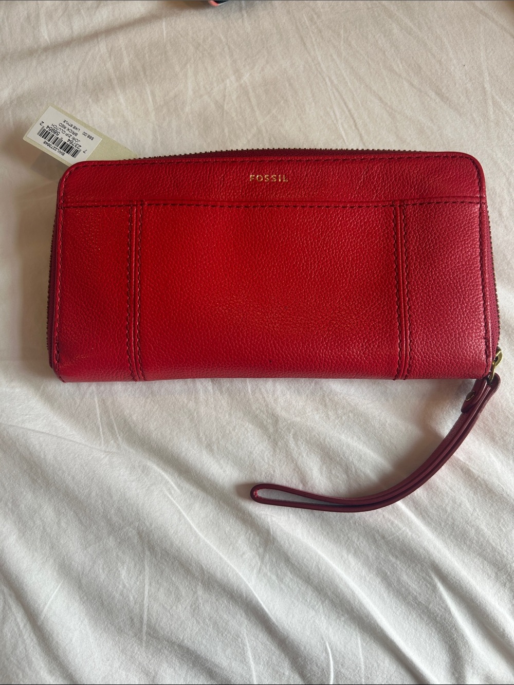 NWT Fossil Red Jori zip clutch in Brick Red